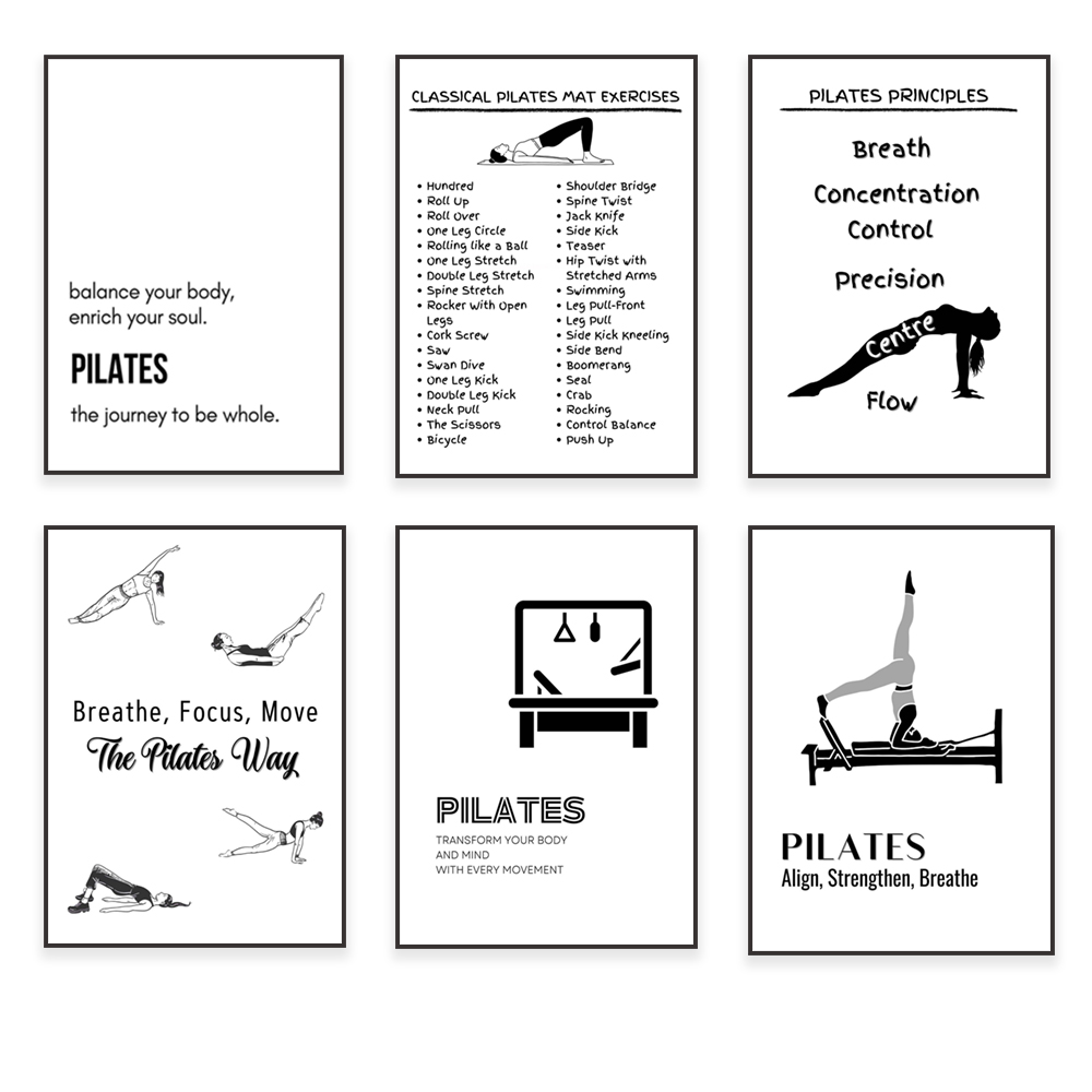 Pilates poses, pilates princip - Health Wellness Poster recension och pris