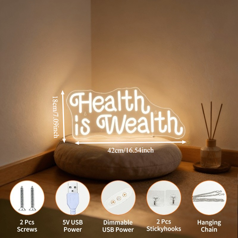 Health is Wealth Neon Sign LED - Health Wellness Lifestyle recension och pris
